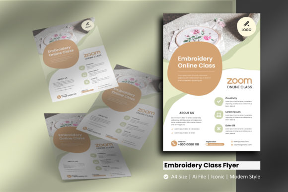 Review: Online Embroidery Class Flyer Template