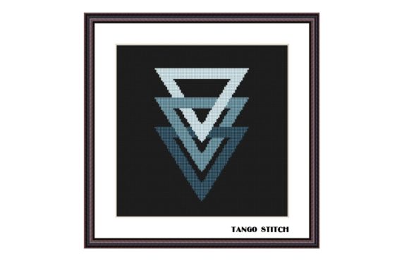 Reviewing Blue Triangles Abstract Cross Stitch